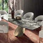 Fixed Rectangular Table in Steel and Ceramics Made in Italy - Trousers Viadurini