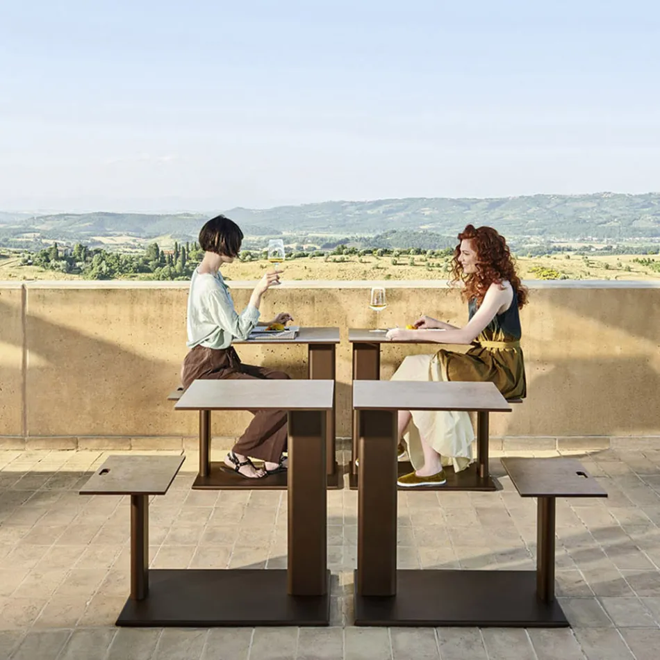 Garden Table with Aluminum Seat Made in Italy - Plinto by Varaschin Viadurini