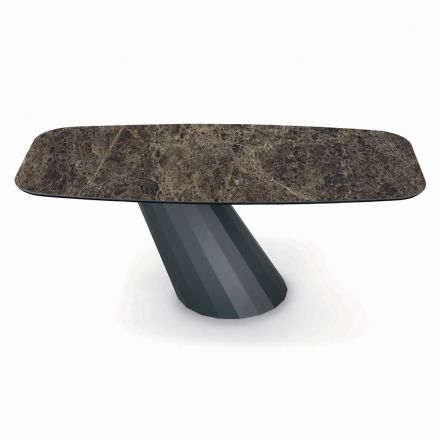 Ceramic Table and Base Graphite Finish Made in Italy - Trousers Viadurini