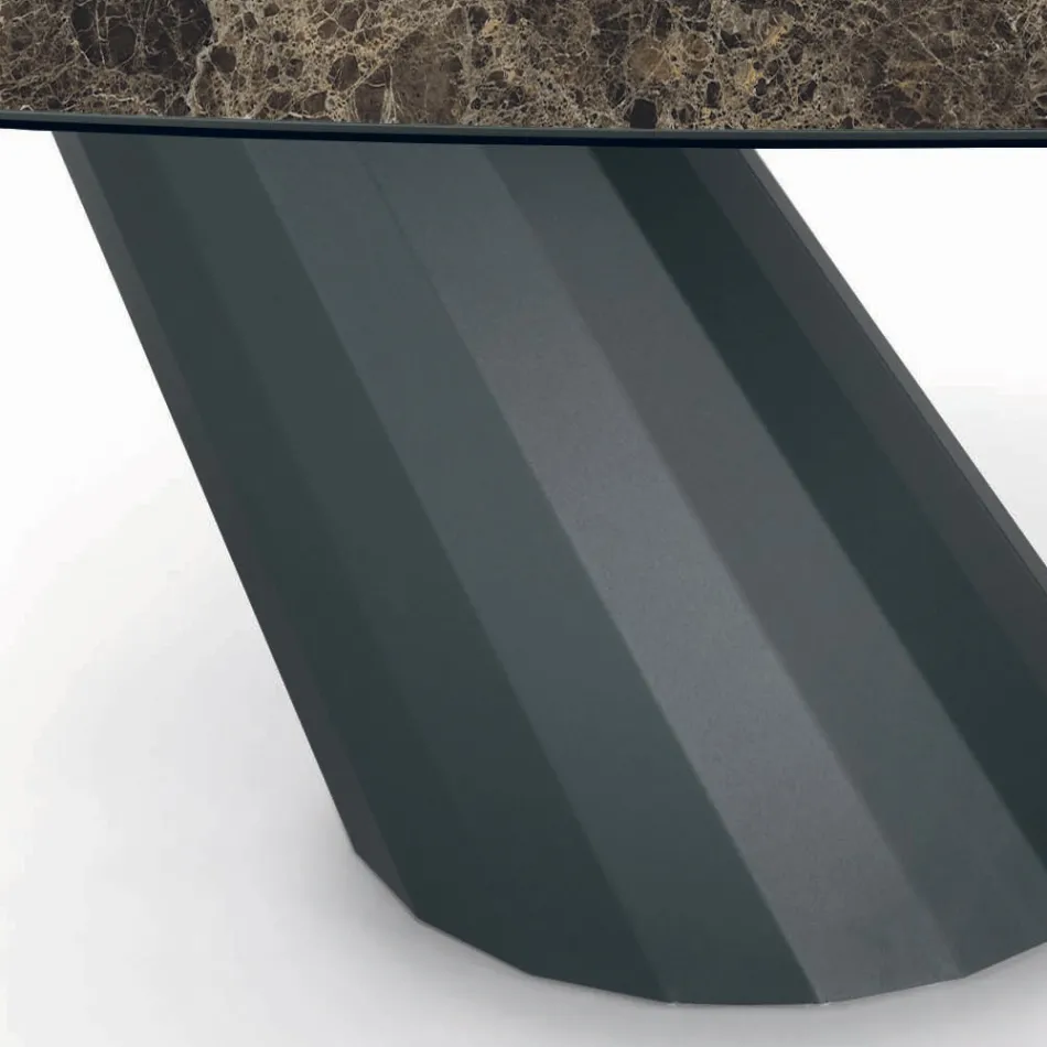Ceramic Table and Base Graphite Finish Made in Italy - Trousers Viadurini