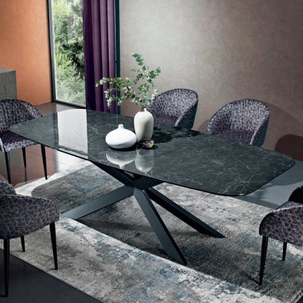 Polished Greek Black Ceramic Table Made in Italy - Grotta Viadurini