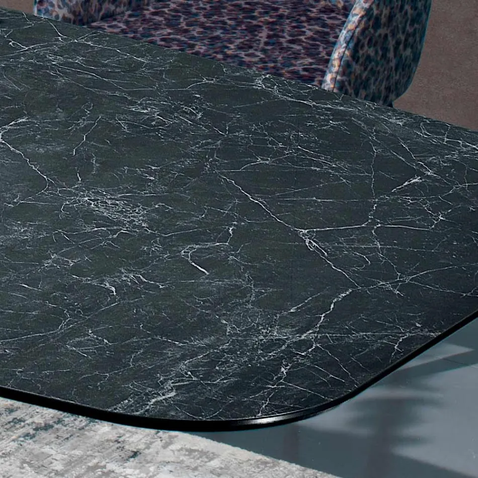 Polished Greek Black Ceramic Table Made in Italy - Grotta Viadurini