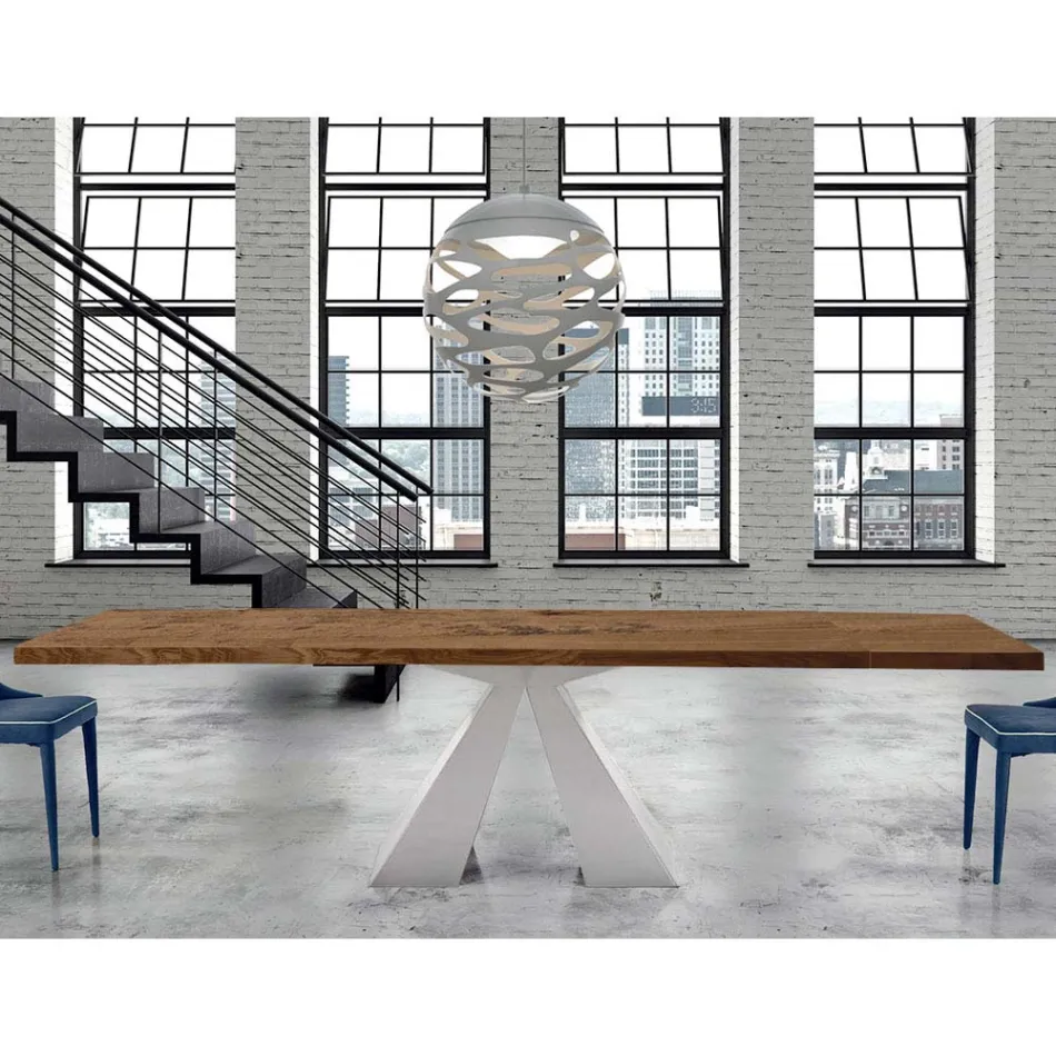 Modern Wooden Table Extendable up to 300 cm Made in Italy - Dalmatian Viadurini
