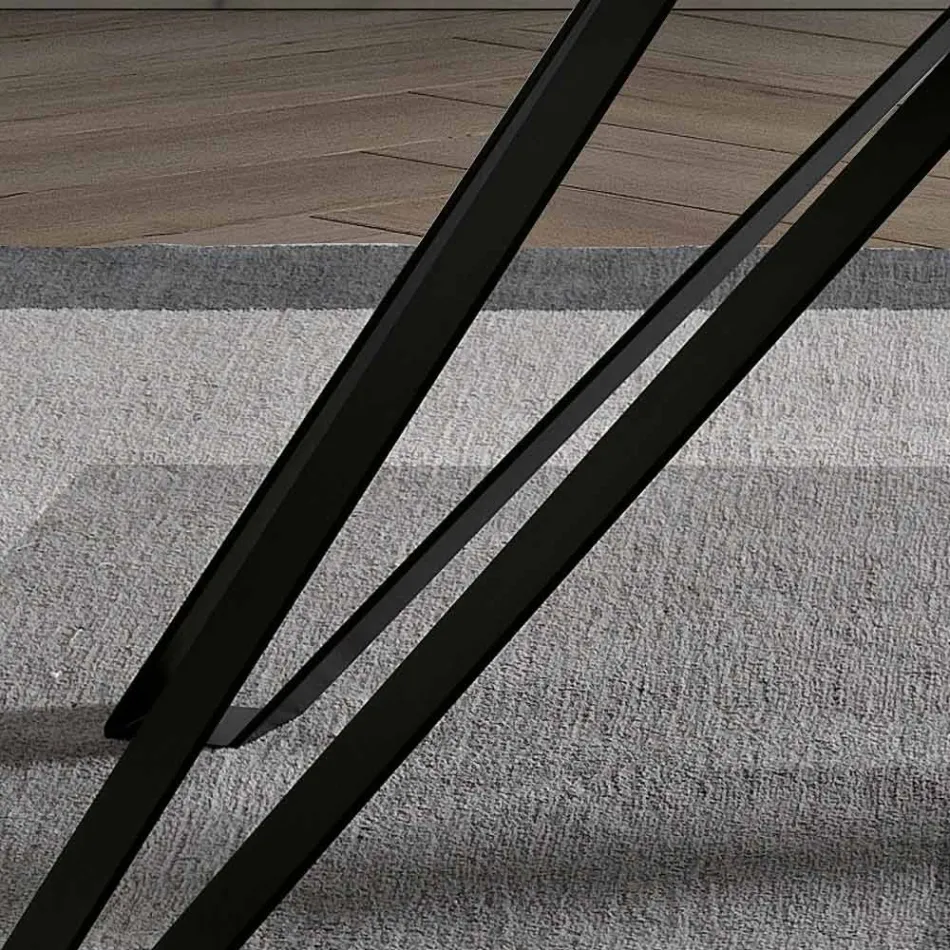 Table in Charcoal Ash Veneer and Metal Made in Italy - Meluso Viadurini