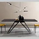 Table in Charcoal Ash Veneer and Metal Made in Italy - Meluso Viadurini