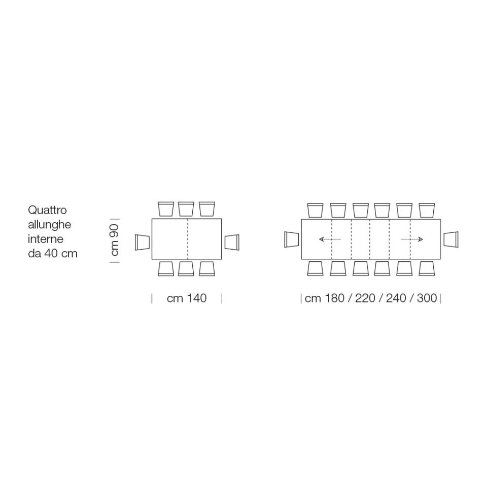 Extendable Laminate Wooden Table up to 470 cm Made in Italy – Gordito Viadurini