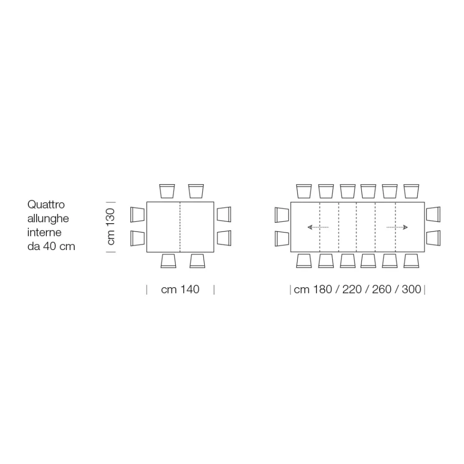 Extendable Laminate Wooden Table up to 470 cm Made in Italy – Gordito Viadurini