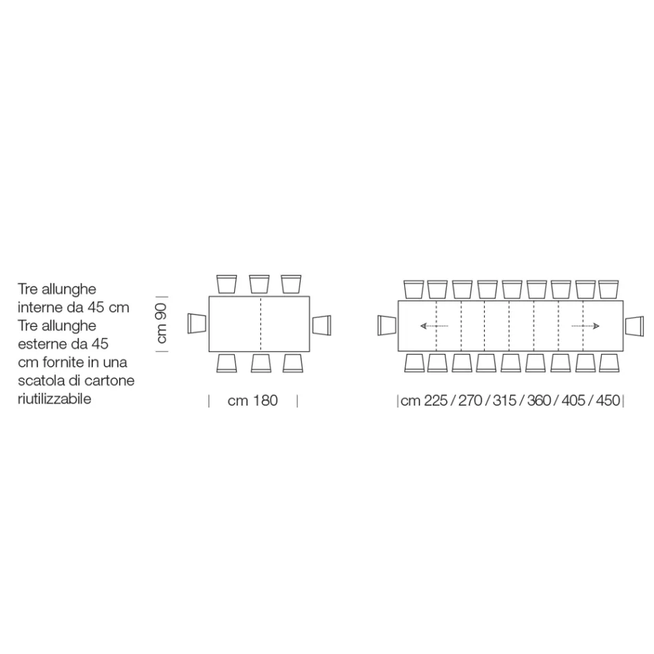 Extendable Laminate Wooden Table up to 470 cm Made in Italy – Gordito Viadurini