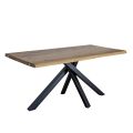 Knotted Oak Table with Metal Base Made in Italy - Sebastiano