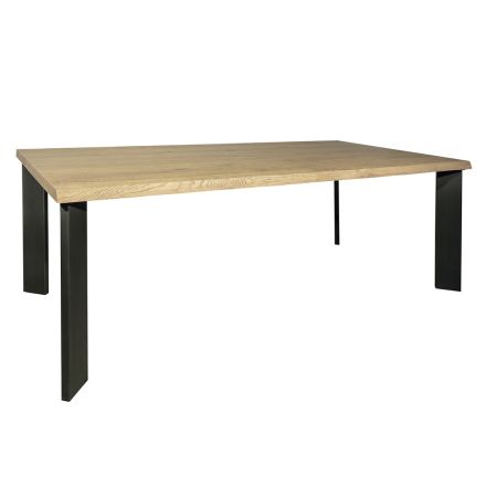 Table in Knotted Masellato Oak and Metal Legs Made in Italy - Vicente Viadurini