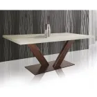 Table in Plated Oak with Squared Leaf Edge and Metal Made in Italy - Riad Viadurini
