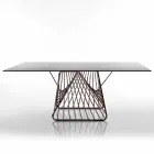 Modern design tempered glass table made in Italy, Mitia Viadurini