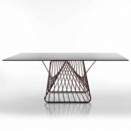 Modern design tempered glass table made in Italy, Mitia Viadurini