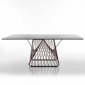 Modern design table in tempered glass made in Italy, Mitia