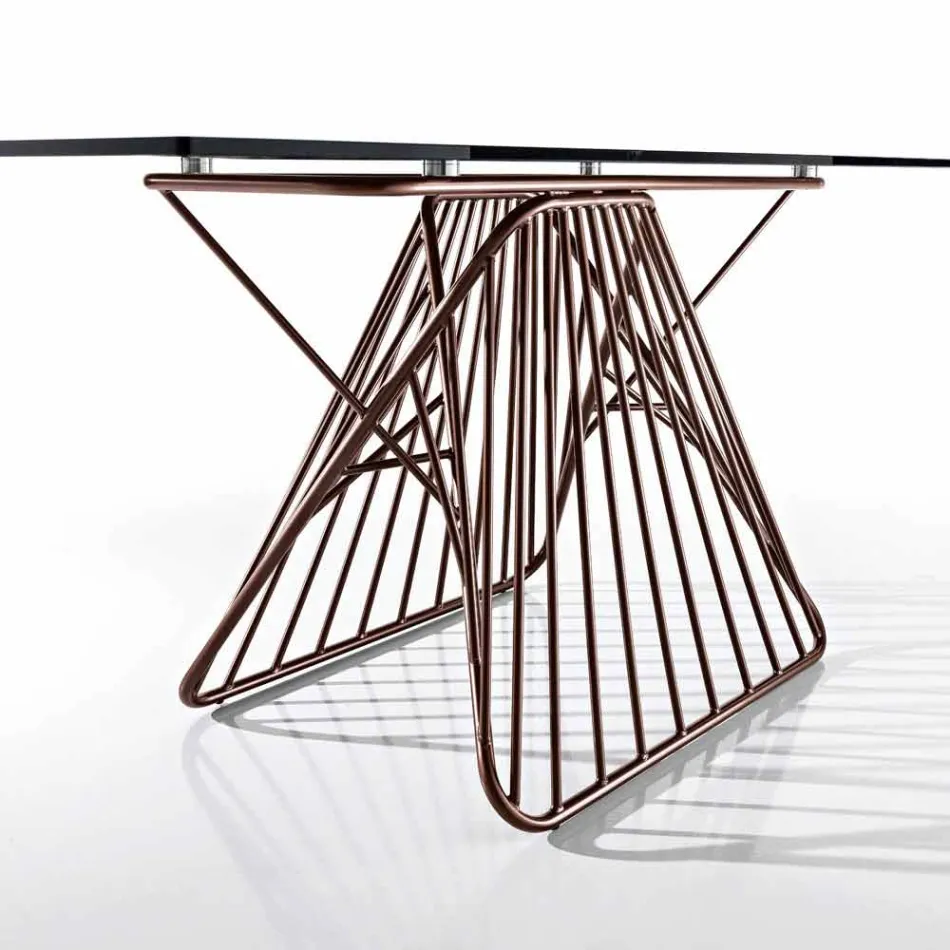 Modern design tempered glass table made in Italy, Mitia Viadurini