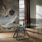 Modern design table in tempered glass made in Italy, Mitia Viadurini