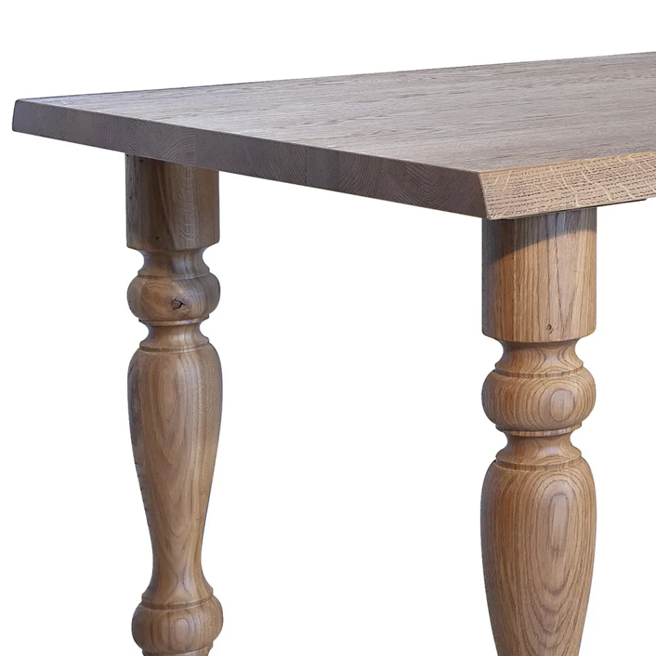 Indoor Table with Oak Top and Legs Made in Italy - Geolier Viadurini