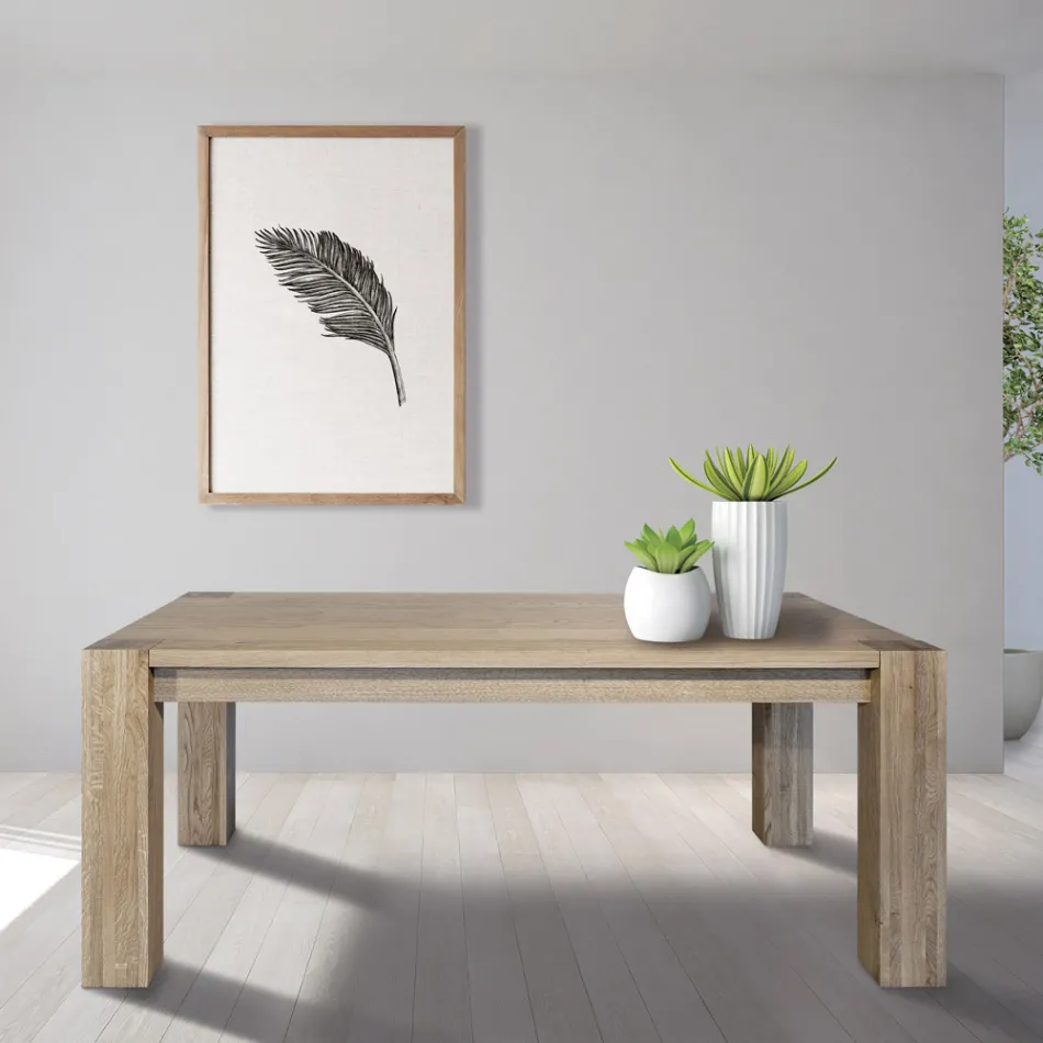 Extendable Living Table in Knotted Oak Plated Made in Italy - Durin Viadurini