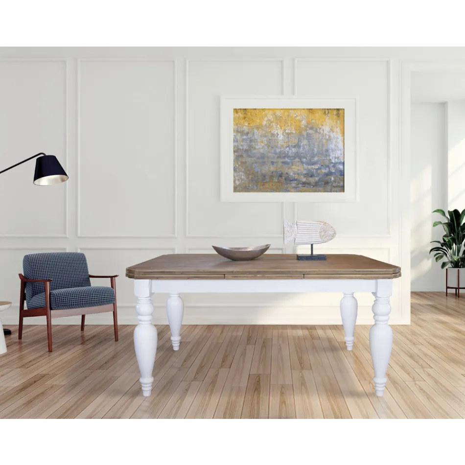 Extendable Living Table in Oak with Shaped Corners Made in Italy - Rafael Viadurini