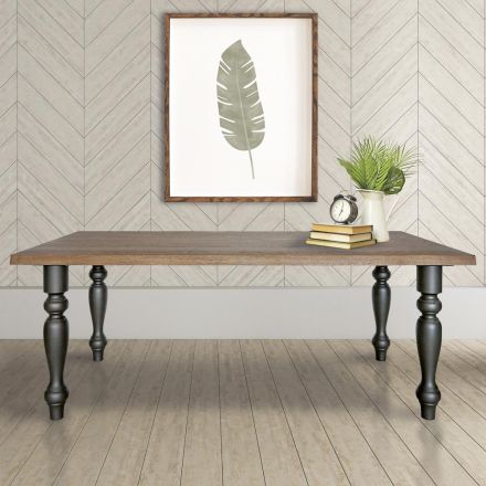 Living Table Plated in Solid Oak Made in Italy - Geolier Viadurini