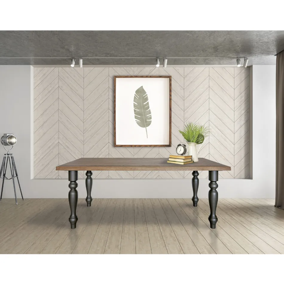 Living Table Plated in Solid Oak Made in Italy - Geolier Viadurini