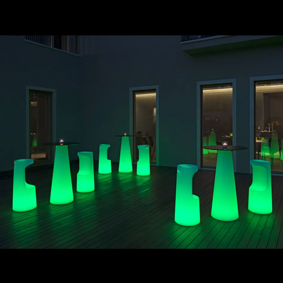 Outdoor High Light Table with LED in Hpl and Polyethylene Made in Italy - Forlina Viadurini