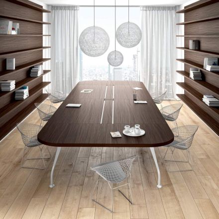 Meeting table in dark oak melamine - Gaelle Viadurini