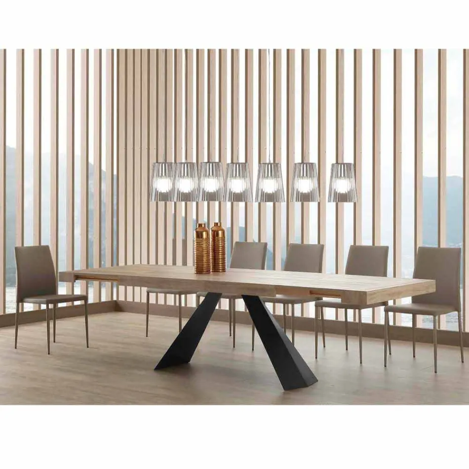 Modern Extendable Table Up to 260/280 cm in Wood and Metal - Teramo Viadurini