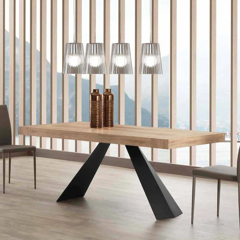 Modern Extendable Table Up to 260/280 cm in Wood and Metal - Teramo Viadurini