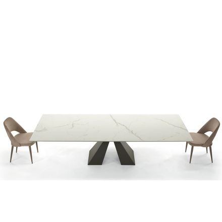 Modern Extendable Table up to 278 cm in Made in Italy Ceramic - Dalmatian Viadurini