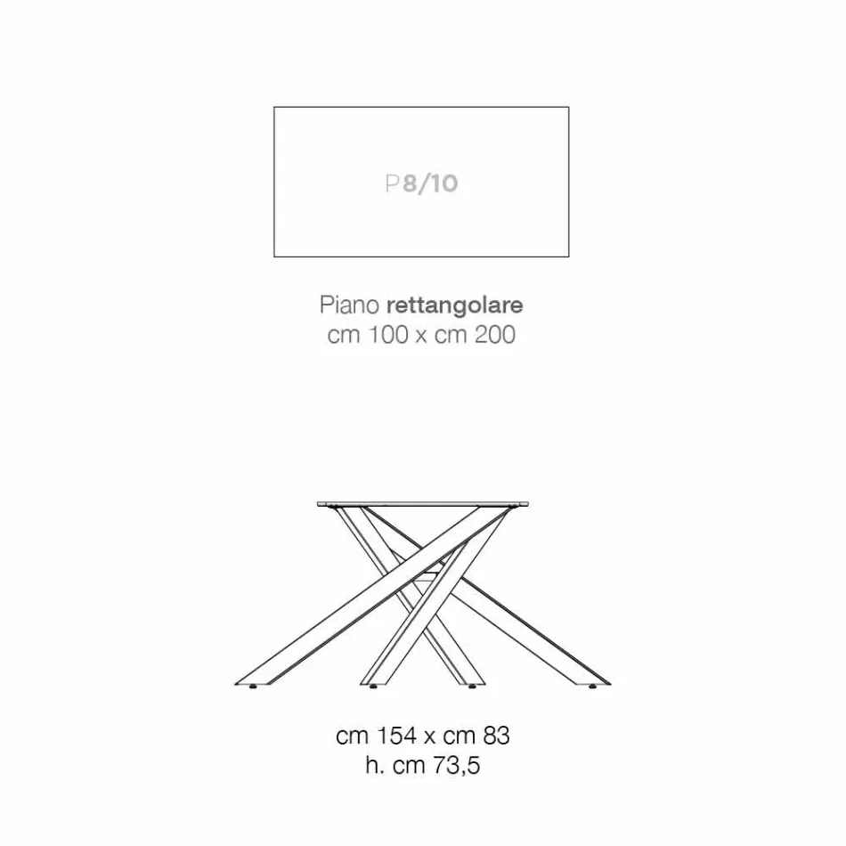 Modern glass-ceramic and metal table made in Italy, Dionigi Viadurini