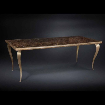 Table neo-classical with solid wood structure and a marble top Adam Viadurini