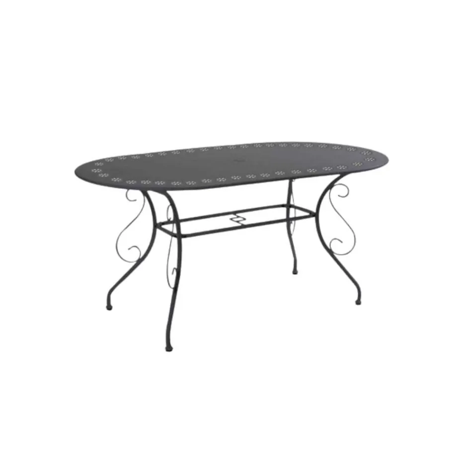 Oval Garden Table Made Entirely of Metal - Archive Viadurini