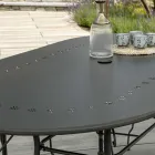 Oval Garden Table Made Entirely of Metal - Archive Viadurini