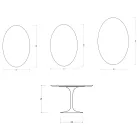 Oval Tulip Saarinen Table H 74 cm in Matt White Florim Ceramic - Scarlet Viadurini