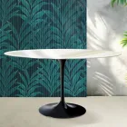 Saarinen Oval Tulip Table H 74 cm in Florim Calacatta Gold Gloss Ceramic - Scarlet Viadurini