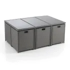 Indoor and outdoor table with 6 chairs with reclining backrest and 4 poufs - Venir Viadurini