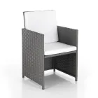 Indoor and outdoor table with 6 chairs with reclining backrest and 4 poufs - Venir Viadurini
