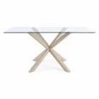 Homemotion Dining Room Table with Tempered Glass Top - Denda Viadurini