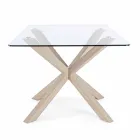 Homemotion Dining Room Table with Tempered Glass Top - Denda Viadurini