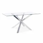 Homemotion Dining Room Table with Tempered Glass Top - Denda Viadurini