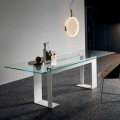 Table Top in Extra-clear Glass and Metal Legs, Made in Italy Quality - Speck