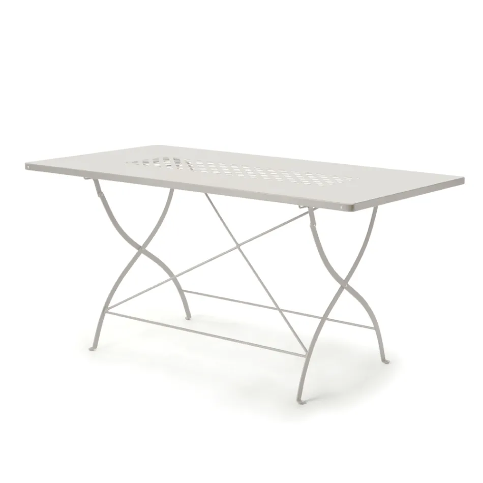 Galvanized Steel Outdoor Folding Table Made in Italy - Selvaggia Viadurini