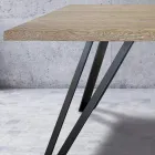 Plated Table in Knotted Masellato Oak and Metal Made in Italy - Luanda Viadurini