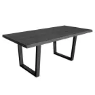 Plated Table in Square Knotted Oak and Metal Base Made in Italy - Pilar Viadurini