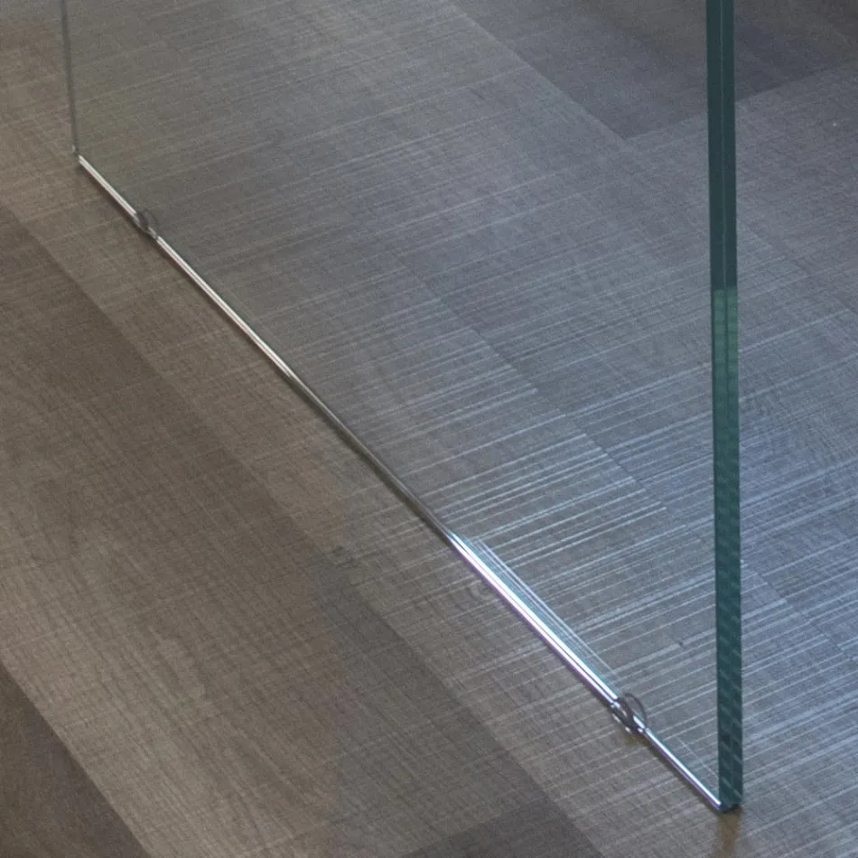 Solid Oak Plated Table and Crystal Base Made in Italy - Noelia Viadurini