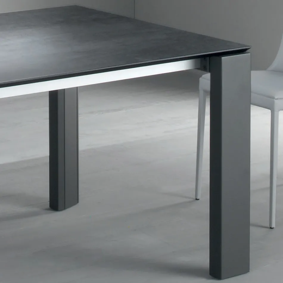 Dining Table Extendable to 2.8 m Metal and Matt Ceramic Top - Rashid Viadurini