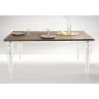 Extendable Dining Table to 255 cm in Plexiglass and Wood Made in Italy - Francoise Viadurini