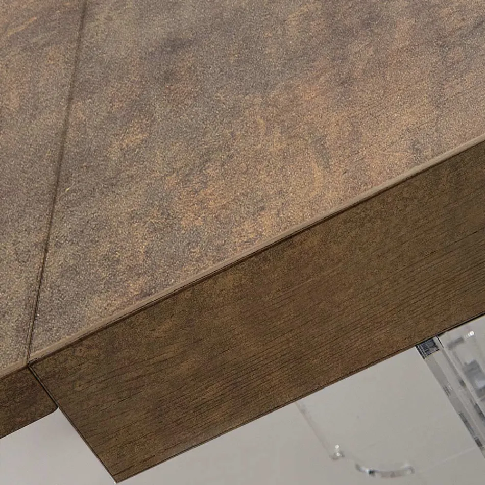 Extendable Dining Table to 255 cm in Plexiglass and Wood Made in Italy - Francoise Viadurini