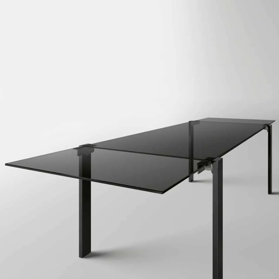 Extendable Dining Table Up to 280 cm with Glass Top Made in Italy - Melo Viadurini
